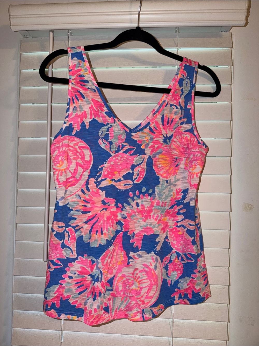 Lilly Pulitzer Pink & Blue Floral V-Neck Tank Top
